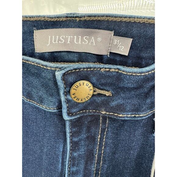 Just USA Womens Flat Front Denim Mid Rise Skinny Jeans  Size 31/12 Blue NWT - Picture 3 of 4